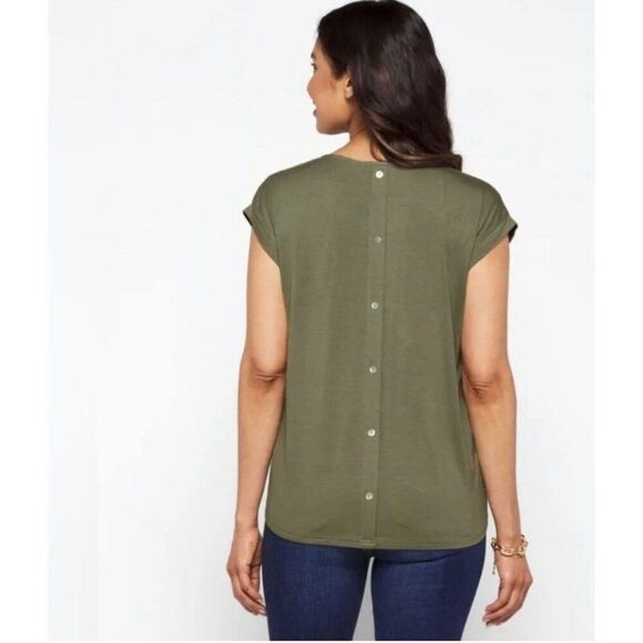 Papermoon Ellie Mixed Material Button Back Blouse Size Medium - Picture 2 of 4